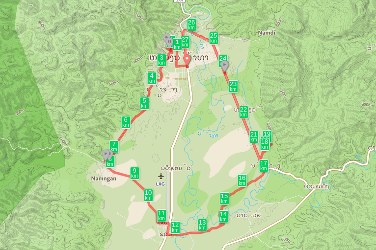 A map of the cycling trip